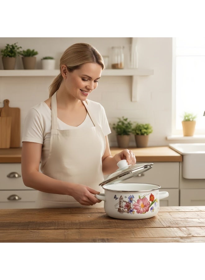 Sharpdo 5-Piece Set of Cookware Set, Marble Enamel Thickened Straight Soup Pot with Double Ears 16/18/20/22/24CM - Image 4